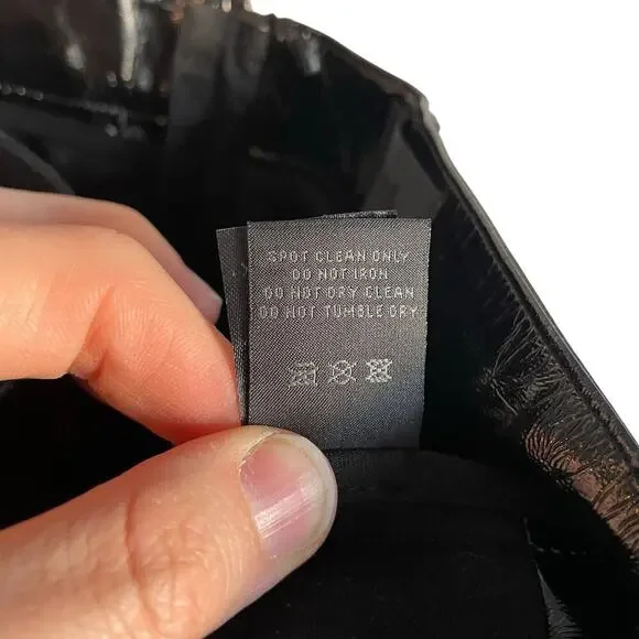 RtA Black Simone Faux Leather Denim Double Sided Mini Skirt Punk Going Out sz 2 - Picture 5 of 8